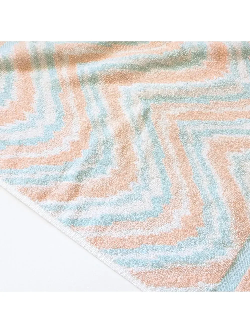 1980s Vintage Hand Towels with Pastel Chevron Pattern